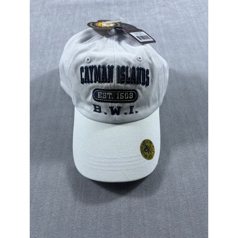 DK Caps Baseball Hat Mens One Size White Cayman Islands BWI Embroidered UPF 50+